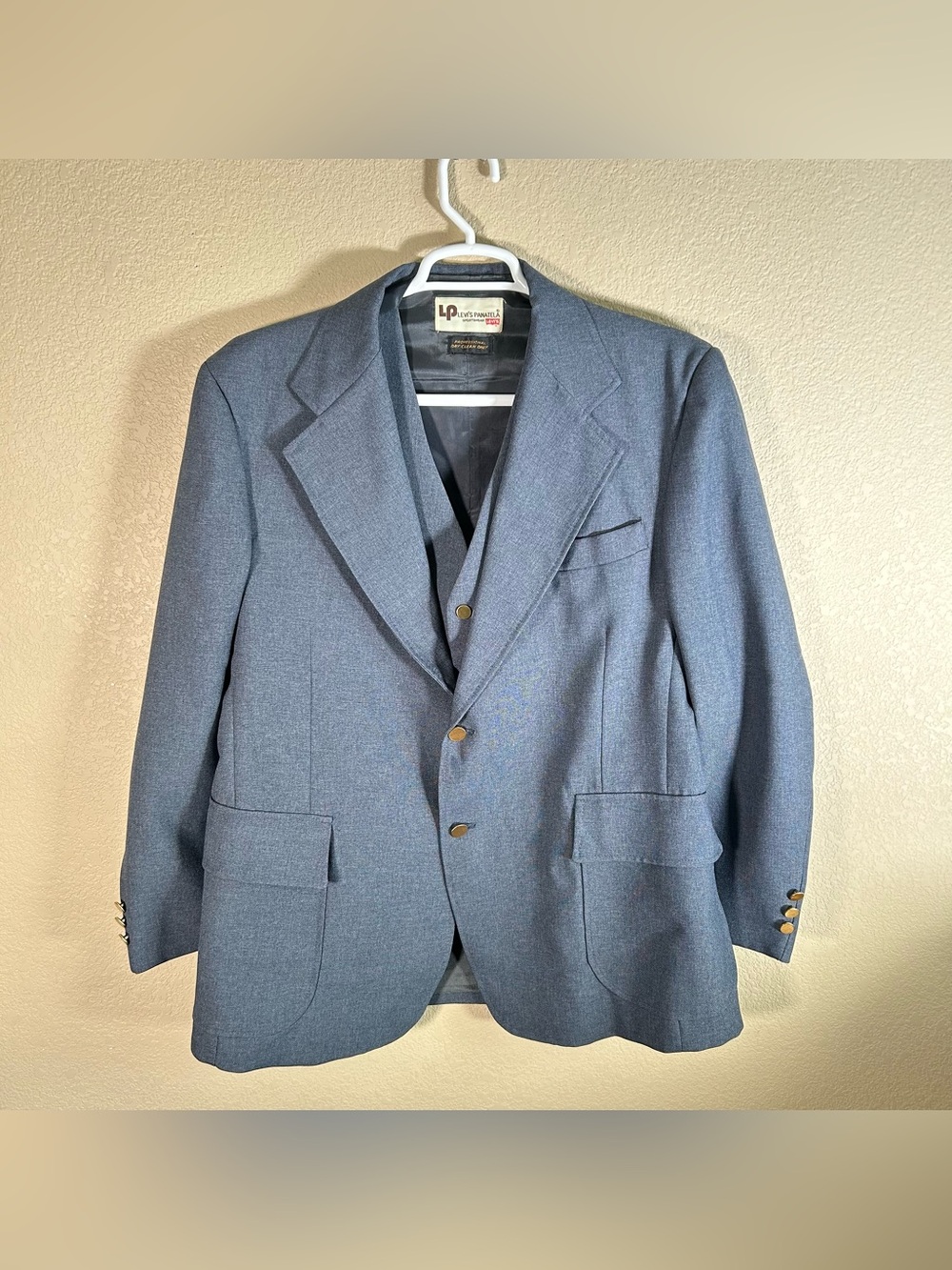 Vintage 1970s Levi’s Panatela 3 Pc Disco Suit Vest Jacket 46R Pants 38x28